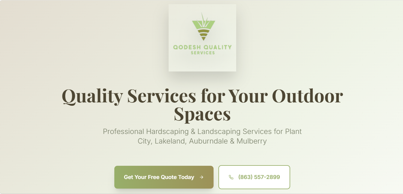 Qodesh Quality Landscaping website screenshot