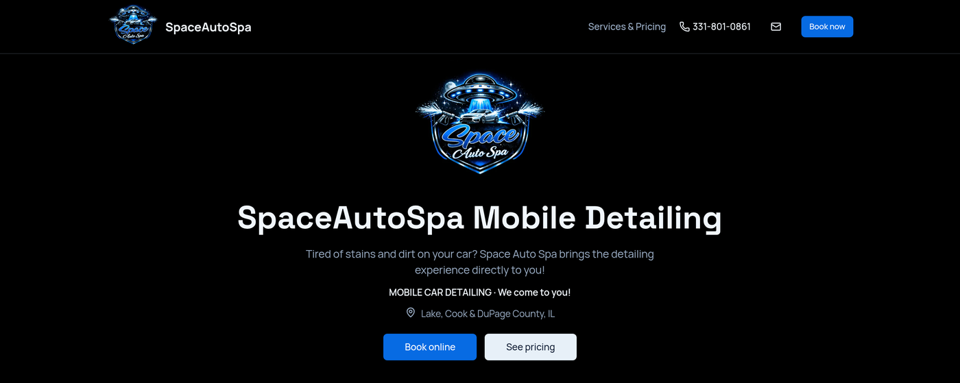 Space Auto Spa website screenshot